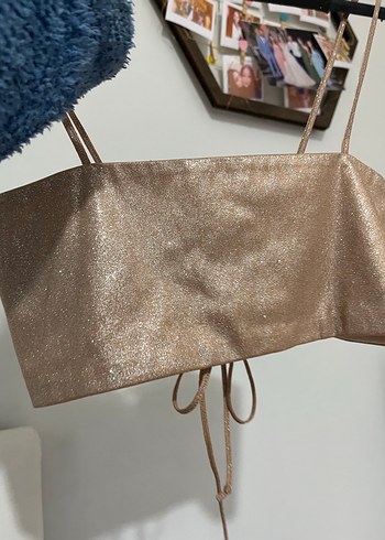 Bej Deri Kemerli Mini Büstiyer - Görsel 3