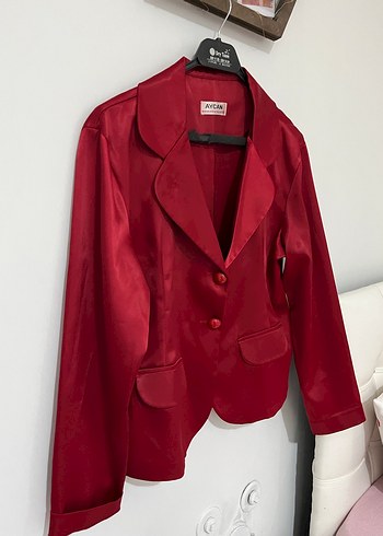 Bordo Kadın Mini Saten Ceket - Görsel 2