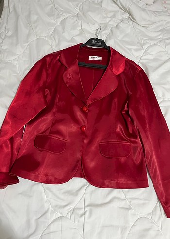 Bordo Kadın Mini Saten Ceket - Görsel 9