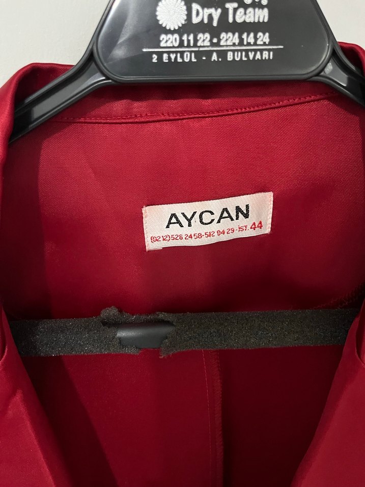 Bordo Kadın Mini Saten Ceket - Görsel 4