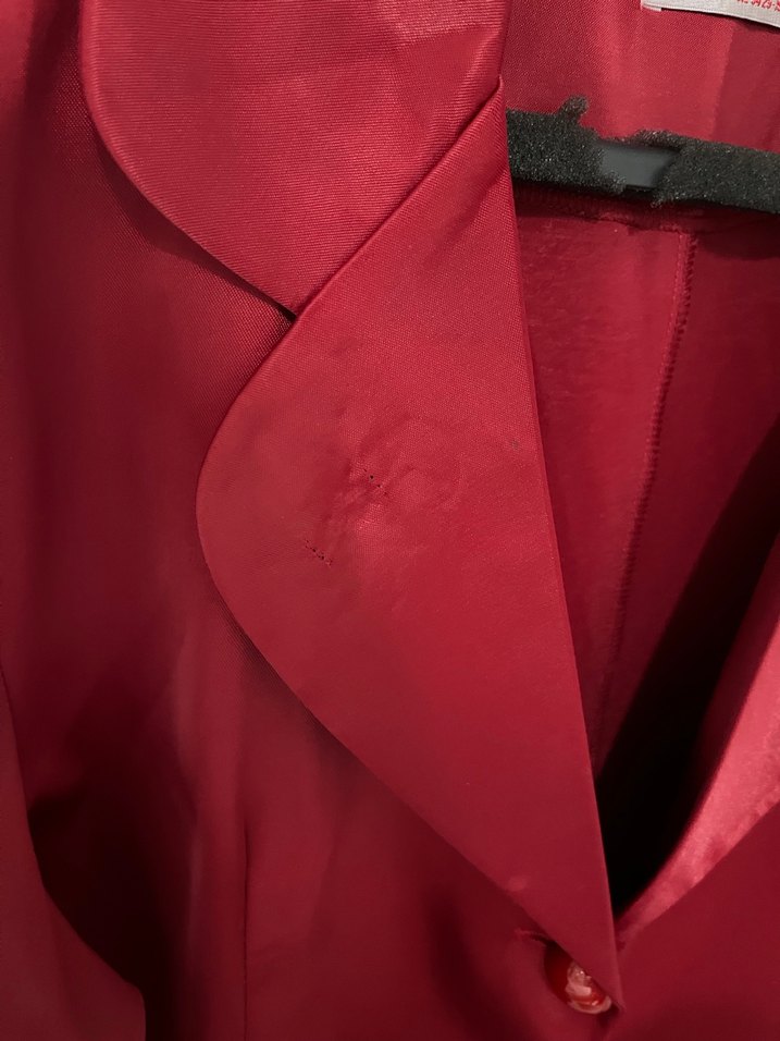 Bordo Kadın Mini Saten Ceket - Görsel 5