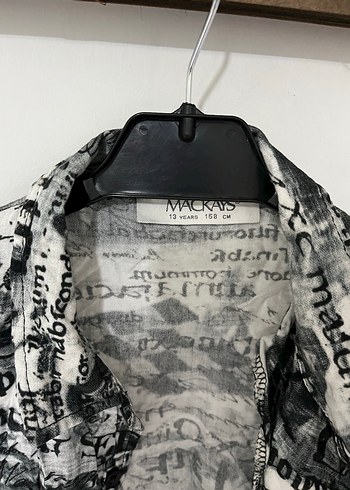 Gri Baskılı Kısa Kollu Kadın Gömlek - Görsel 3