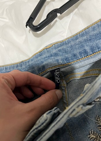 Liu Jo Taş İşlemeli Mavi Kadın Jean Pantolon - Görsel 5