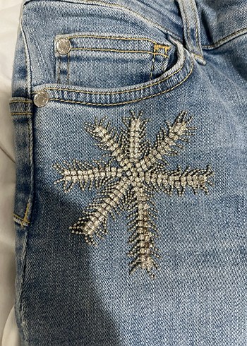 Liu Jo Taş İşlemeli Mavi Kadın Jean Pantolon - Görsel 3