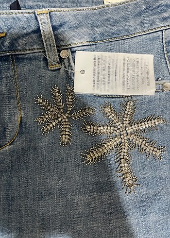 Liu Jo Taş İşlemeli Mavi Kadın Jean Pantolon - Görsel 4