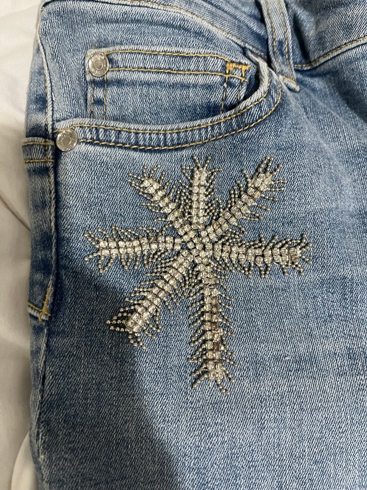 Liu Jo Taş İşlemeli Mavi Kadın Jean Pantolon - Görsel 3