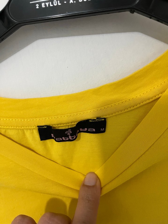 Sarı Kısa Kollu Basic Tişört - Görsel 3