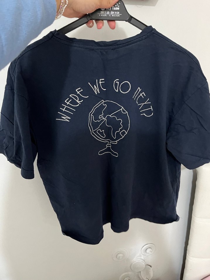 Siyah Keten Kadın Tişört - Görsel 3