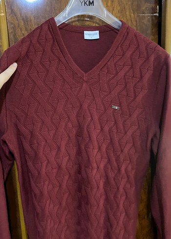 Us Polo Assn Bordo V Yaka Erkek Triko Kazak - Görsel 7