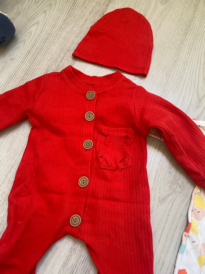 Bebek Erkek Çok Renkli Pamuklu Tulum ve Şapka - Görsel 3