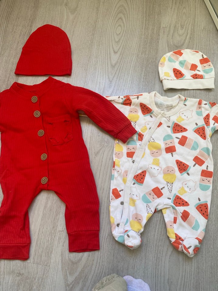 Bebek Erkek Çok Renkli Pamuklu Tulum ve Şapka - Görsel 2