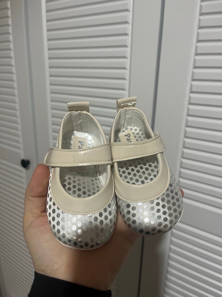 Kız Çocuk Gri Puantiyeli Beyaz Babet - Görsel 2