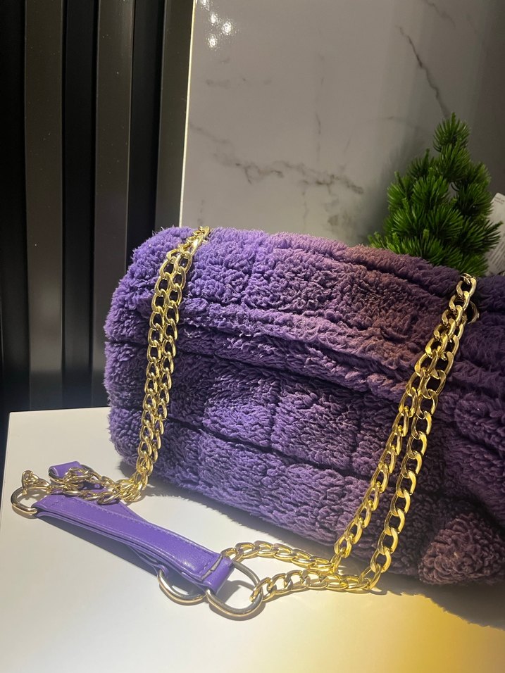 Mor Peluş Kadın Çanta - Görsel 2