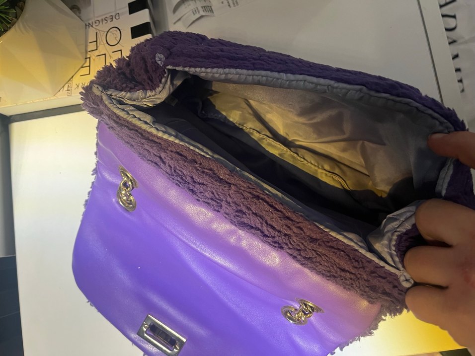 Mor Peluş Kadın Çanta - Görsel 3