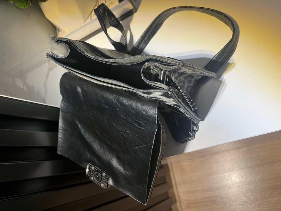 Gri Leopar Desenli Kadın Deri Çanta - Görsel 3