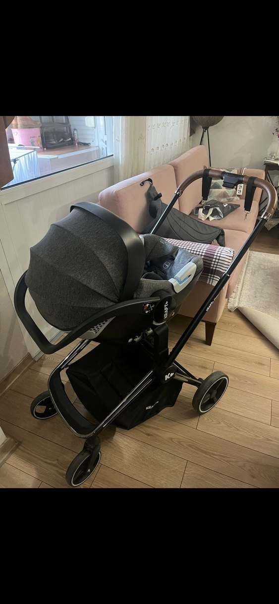 KRAFT Gri Bebek Arabası ve Oto Koltuğu - Görsel 2