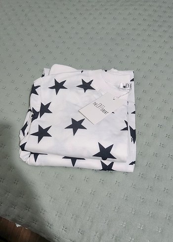 s Beden Beyaz Yıldız Desenli Rahat Kadın Pijama Takımı