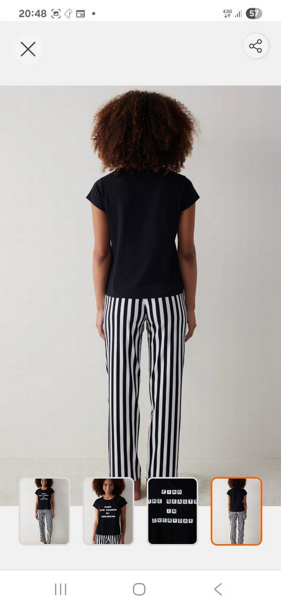 Penti Siyah Baskılı Kısa Kollu pijama takımı  yıkanıp kaldrildi - Görsel 3