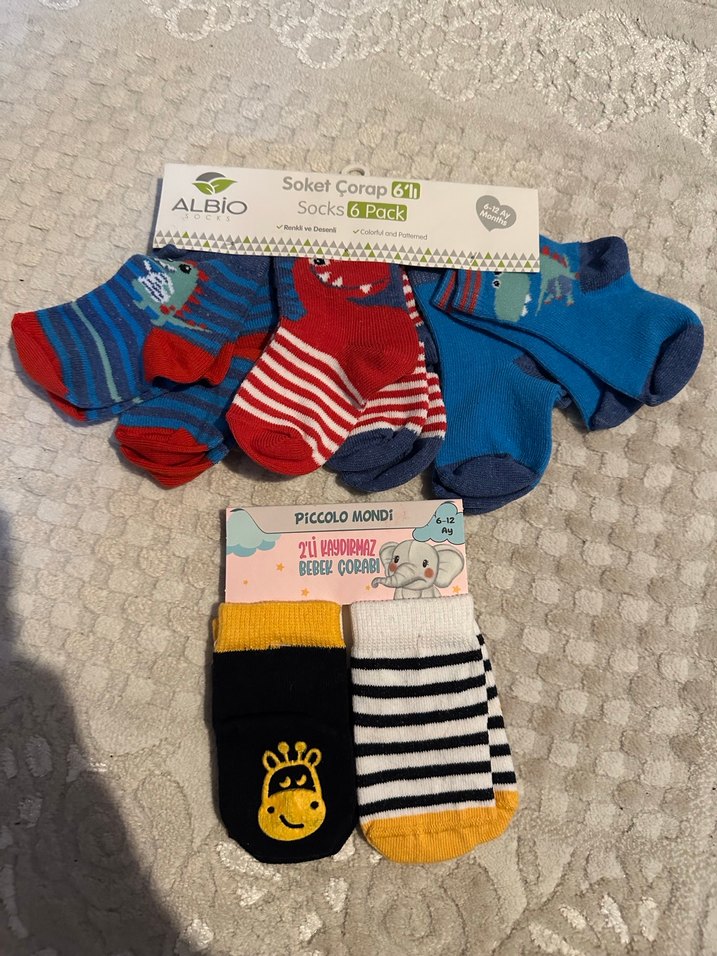 8 li Erkek Bebek Çorabı Renkli Desenli - Görsel 2