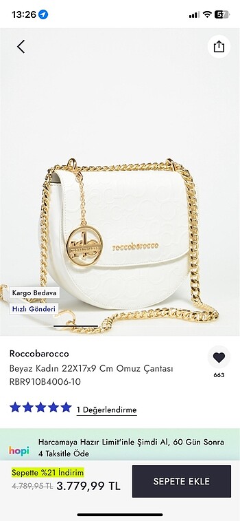 Zara ORİJİNAL ETİKETLİ ROCCOBAROCCO OMUZ ÇANTASI