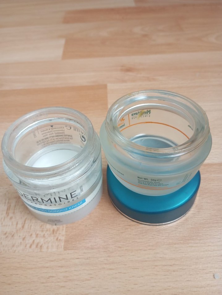 Mavi Kapaklı ve Beyaz Kapaklı cam boş kavanoz - Görsel 2