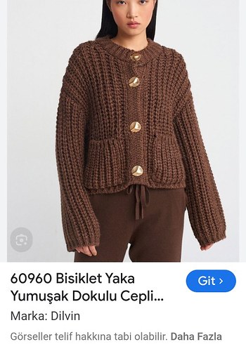 Kadın Kahverengi Bisiklet Yaka Örgü Hırka
