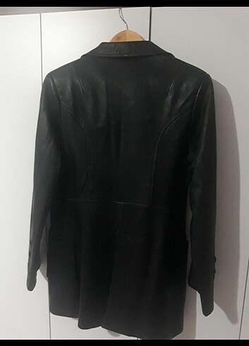 xl Beden Styled impero hakiki deri uzun ceket