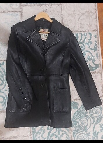xl Beden siyah Renk Styled impero hakiki deri uzun ceket