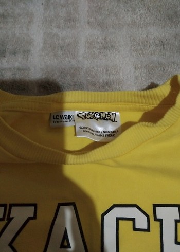 12-13 Yaş Beden Sarı Pikachu Baskılı Erkek Sweatshirt