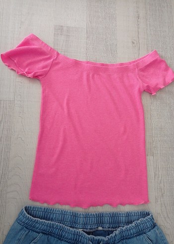 LC Waikiki Renkli Bağcıklı Denim Kız Şort ve tişört