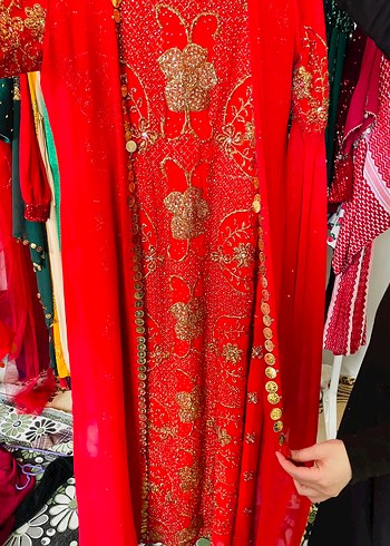 Kırmızı Uzun hint yöresel 38 40 bedene uyumlu - Görsel 5