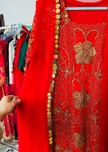 Kırmızı Uzun hint yöresel 38 40 bedene uyumlu - Görsel 4