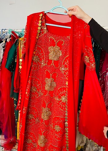 Kırmızı Uzun hint yöresel 38 40 bedene uyumlu - Görsel 3