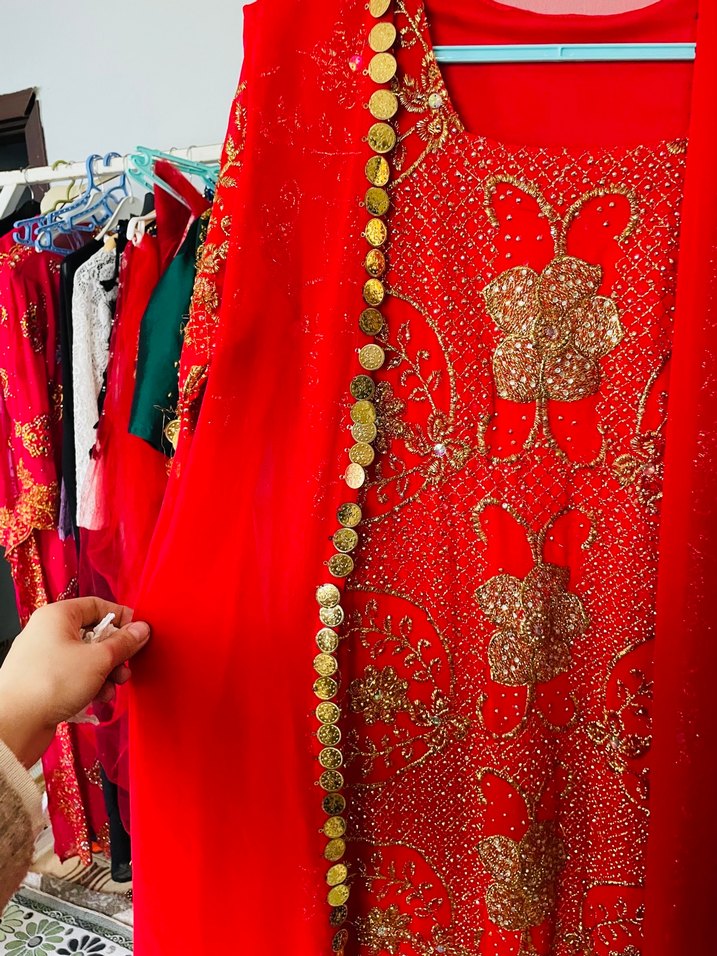 Kırmızı Uzun hint yöresel 38 40 bedene uyumlu - Görsel 4