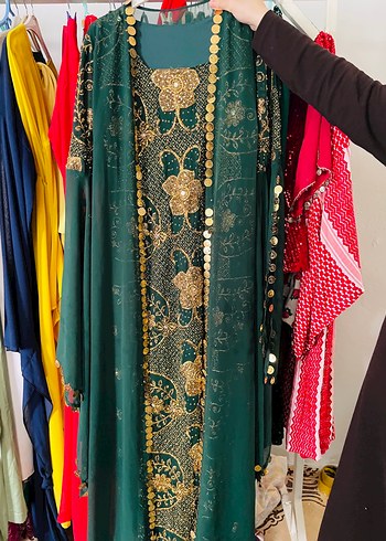 Uzun hint Kadın Hint Elbisesi 38 40 bedene uyumlu - Görsel 2