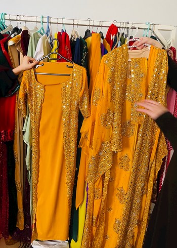 Uzun Sarı Bohem Drapeli Kadın Hint yöresel - Görsel 4