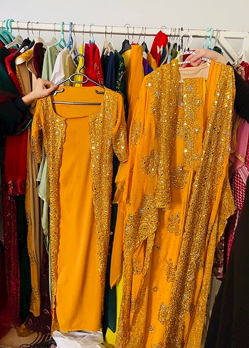 Uzun Sarı Bohem Drapeli Kadın Hint yöresel - Görsel 5