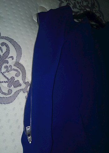 Adil Işık Mavi Uzun Kisa kol kolu fermuar detaylı elbise tunik
