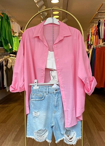 Pembe poplin gömlek 