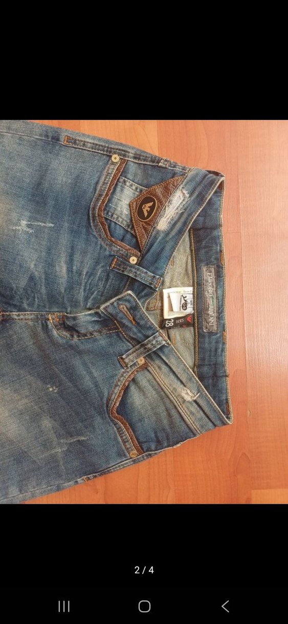 Armani Vintage Nakışlı Mavi Kadın Denim Pantolon - Görsel 2