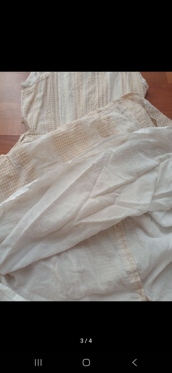 Mango elbise Bej Pliseli Keten Midi Elbise - Görsel 3