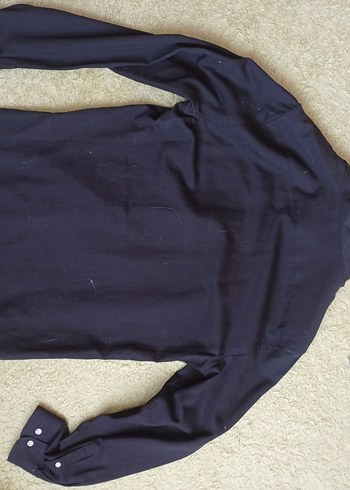 Siyah Keten Erkek Gömlek, Uzun Kollu, Regular Fit - Görsel 3