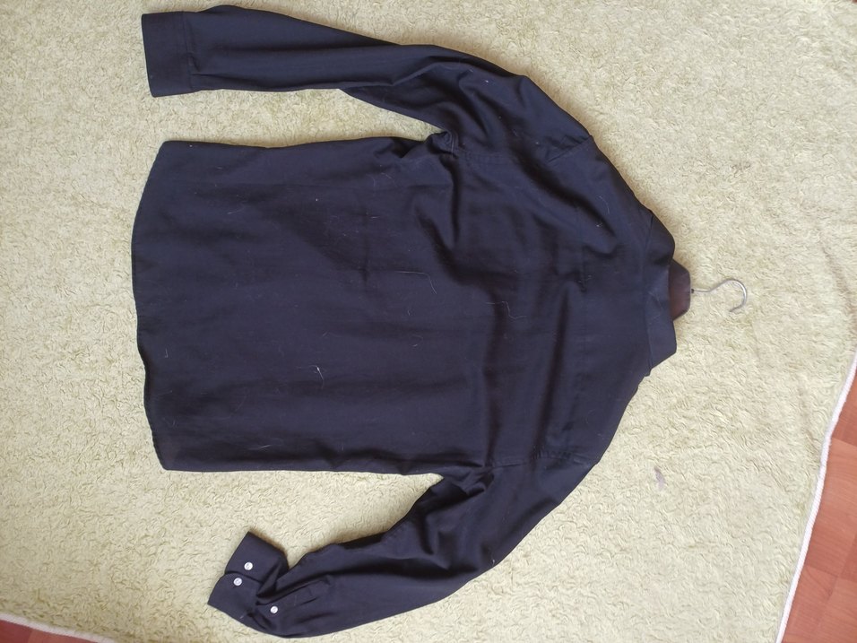 Siyah Keten Erkek Gömlek, Uzun Kollu, Regular Fit - Görsel 3