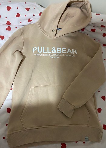 Pull and Bear Pull Bear Bej Kapusonlu Sweatshirt