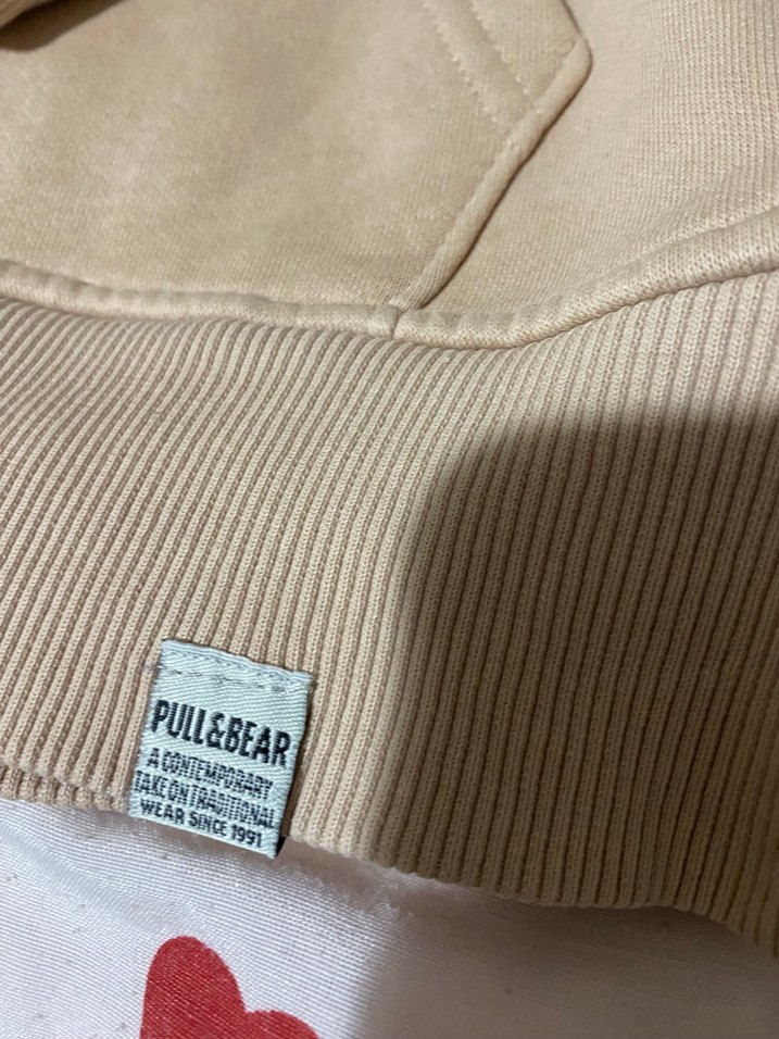 Pull&Bear Bej Kapüşonlu Sweatshirt — görsel 2/3