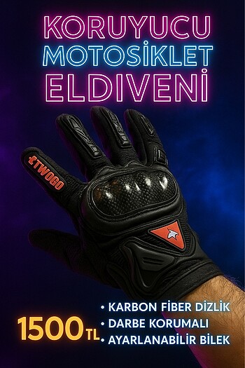 Karbon fiber korumalı motosiklet eldiveni