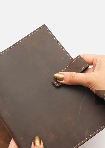 Kahverengi Vintage deri Erkek defter kılıfı - Görsel 7