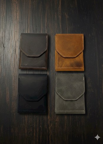 Minimalist Crazy deri  mıknatıslı kartlık - Görsel 2