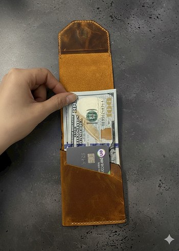 Minimalist Crazy deri  mıknatıslı kartlık - Görsel 3