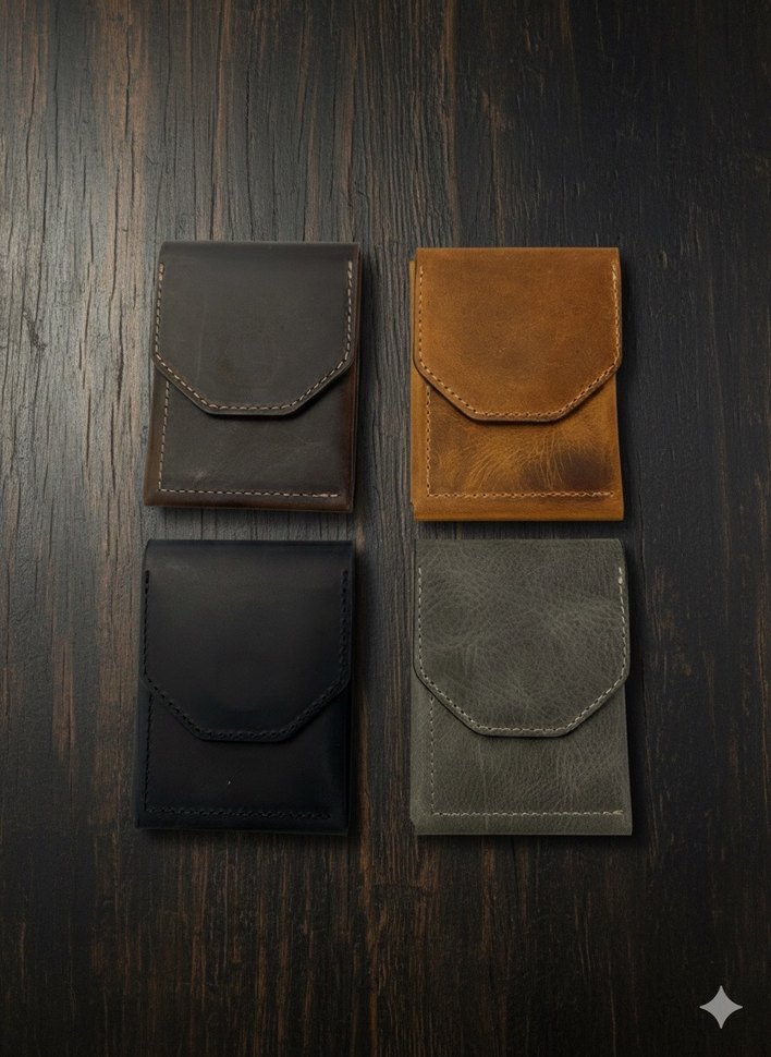 Minimalist Crazy deri  mıknatıslı kartlık - Görsel 2